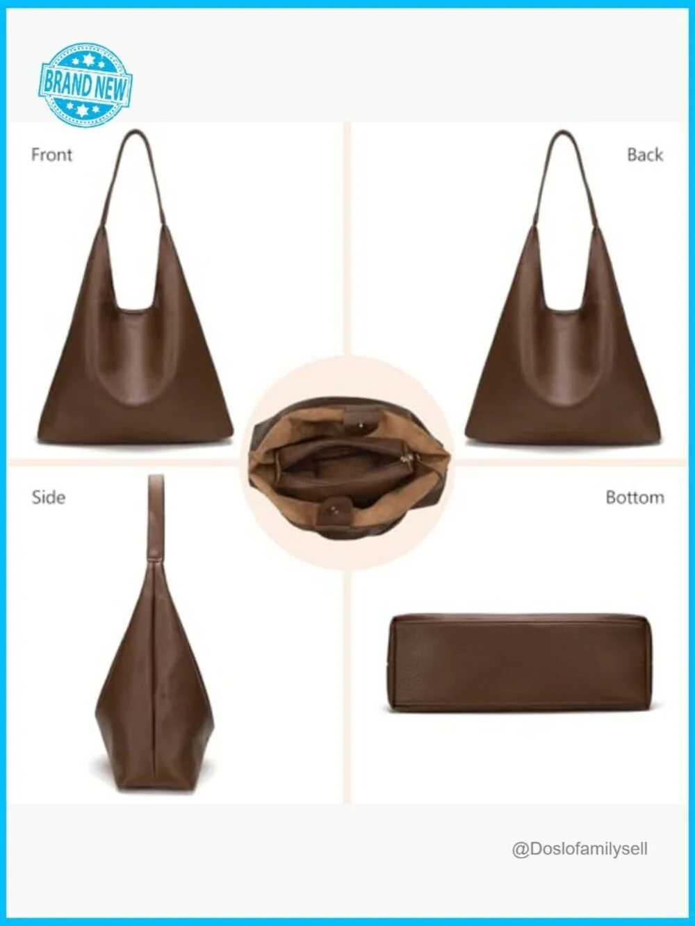 Slouchy Hobo Handbag Soft Faux Leather Shoulder Tote Purse with Cosmetic Bag